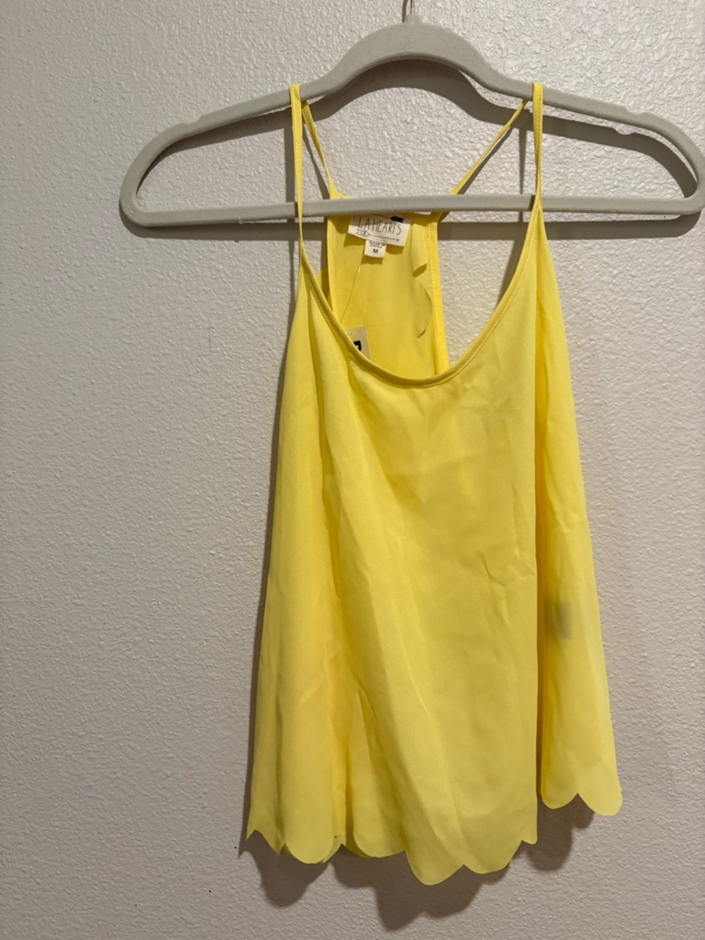 La Hearts Bright Yellow Scalloped Hem Cami